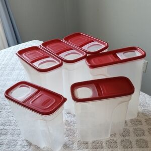 Rubbermaid Red and Clear Storage Containers Set of 6